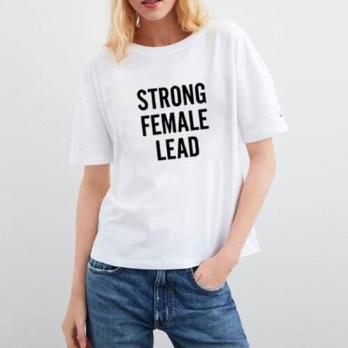 Strong Female Lead Printed Short Sleeve Cotton T Shirt Women O-neck Christmas T Shirt Women Casual Tee Shirt Femme