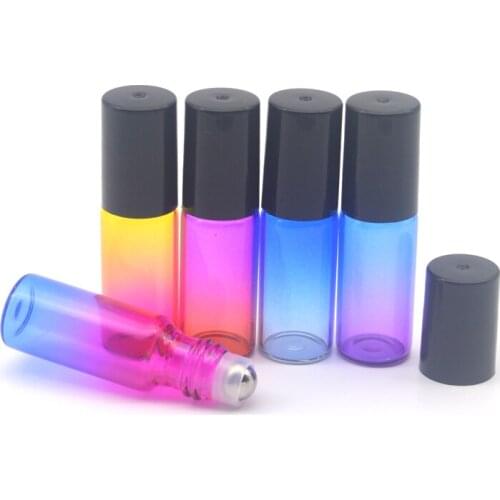 1pcs 5ml Perfume Sample Glass Roll Bottle Gradient Colorful Empty Roller on Ball Glass Essential Oil Bottle