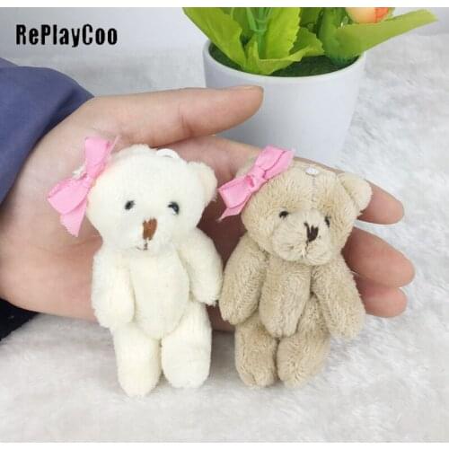 100PCS/Lot Mini Teddy Bear Stuffed Plush Toys 6cm Small Bear Stuffed Toys pelucia Pendant Kids Birthday Gift Party Decor J04501