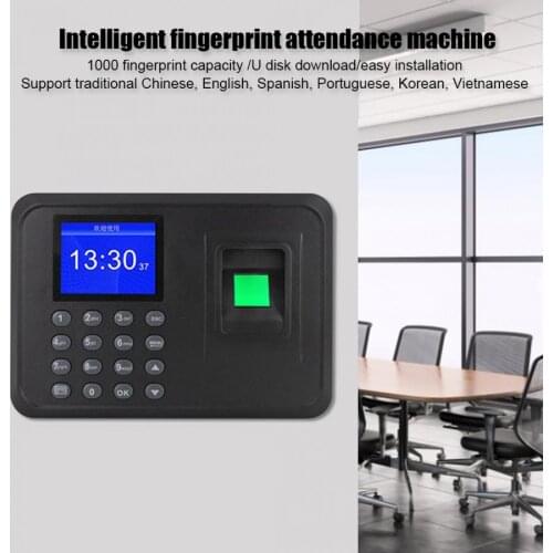 2.4in Screen Biometric Fingerprint Password Attendance Machine Time Clock Recorder 110-240V zeiterfassung 2019 new