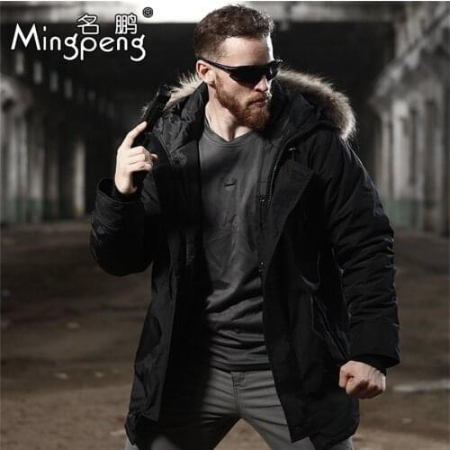 2019 Winter N3B Puffer Jacket Hooded Fur Collar Cotton Thick Coat Men Long Canada Outerwear Tactical Bomber Army Korean Parka