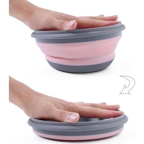 3 Pcs/Set Silicone Foldable Kids Salad Dish Collapsible Portable Lunch Container Box Food Dinnerware Bento