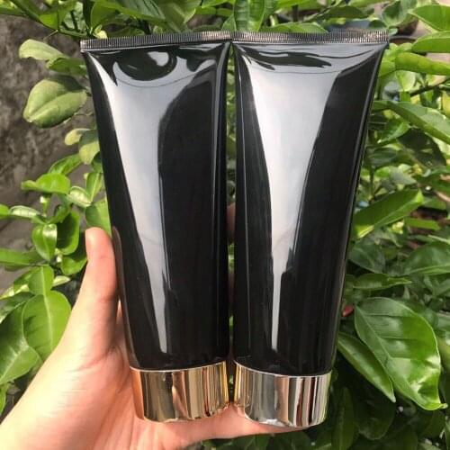 300pcs/lot 200ml 200g Empty Black Soft Refillable Plastic Lotion Tubes Squeeze Cosmetic Packaging, Cream Tube Bottle Container