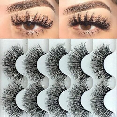 5 Pairs 3D Faux Mink Hair False Eyelashes Mink Eyelashes Wholesale Eyelashes Natural Long Soft Handmade Woman Makeup Tools