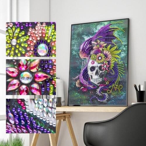 Special Shaped Diamond Painting DIY 5D DIY Cross Stitch Kits Dragon Skull Flower Crystal Rhinestone Of Picture Home Decoration