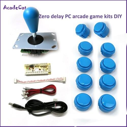 Arcade Gamepad Zero Delay 1 Player DIY arcade game kits for Mame Fighting Games Joystick push button wire USB Gamepad set