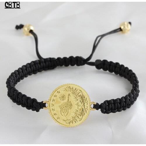 Hand-woven Lucky Bracelet Muslim Oman Coin Bracelet Gold Jewelry for Women and Men Wrist Accessories Birthday Gifts Wholesale