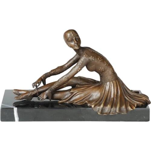 Bronze Classical European Woman Dance Statue Sculpture Vintage Female Art Home Cabinet Decoration