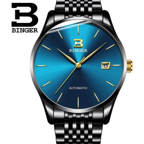 Switzerland BINGER Top Mens Watches Top Brand Luxury Automatic Mechanical Watch Men Full Steel Waterproof Fashion Sport Watches