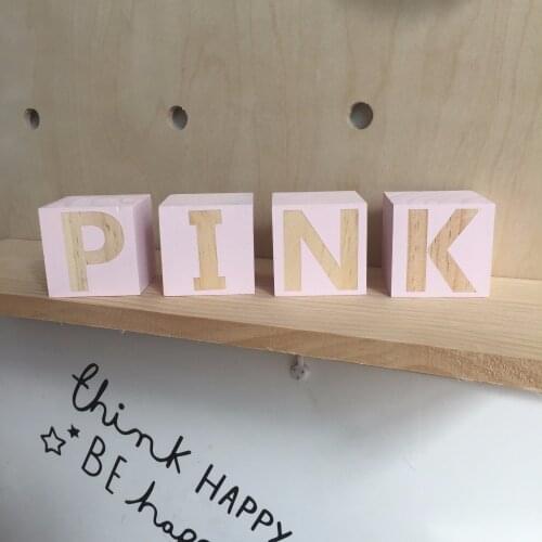 D Nordic 3D Wooden love happy pink Letters Blocks Ornaments DIY Baby Room Wall Decoration Wood Blocks Kid Gift Photography Prop