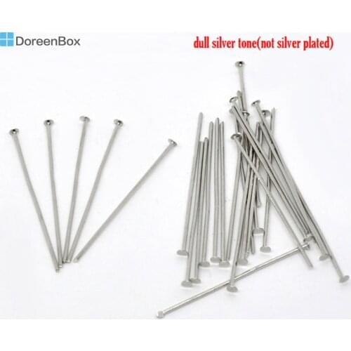 Doreen Box Lovely 400PCs Silver Color Head Pins 0.7x35mm(21 gauge) (B01479)
