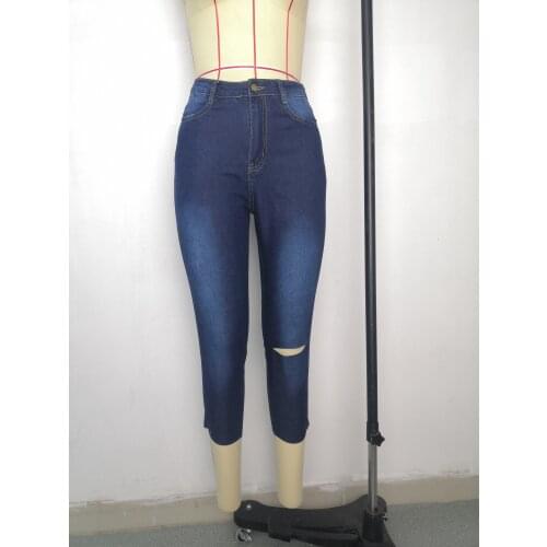 SAGACE High waisted solid slim hole jeans womens 2021 summer new trend hot pants show high and thin pants jeans mujer