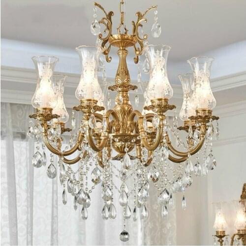 European Golden Color Chandelier Fixture Zinc Alloy Luxurious Crystal Chandelier Lights Living Room Dining Room Home Decoration
