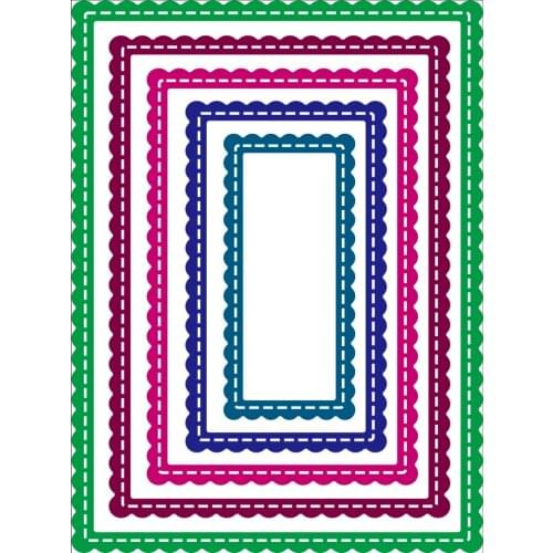 Scallop Rectangle Stitched Sewing line Frame Cutting Dies Scrapbooking Dies Metal Embossing Stamps and die for Card Making DIY