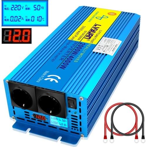 Digital Display 4000W Peak Pure Sine Wave Power Inverter DC 12V to AC 220V 230V 240V Converter Supply Solar Power