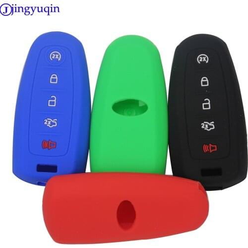 Jingyuqin 5 Buttons Silicone Car Key Cover Case For Ford Escape Explorer Edge Flex Focus Taurus Lincoln Mks Holder Smart Key