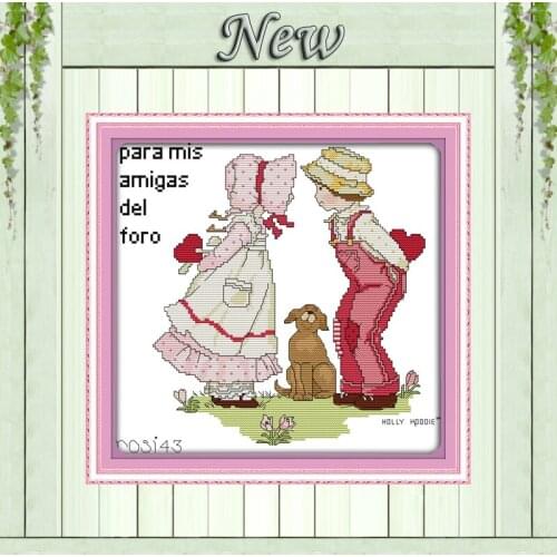 Lovers kiss dog home decor painting counted printed on canvas DMC 11CT 14CT Chinese Cross Stitch kits embroidery needlework Sets