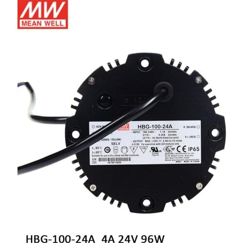 MEAN WELL HBG-100-24A 96W 4A 24V Constant Current LED Driver Circular LED bay/Stage/spot/down lighting Power Supply Adjustable