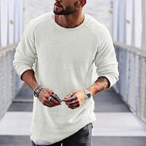 Men Casual Comfortable Solid Color Spandex Sweater Knitwear O Neck Long Sleeve Shirt Pullover Top Size S/M/L/XL