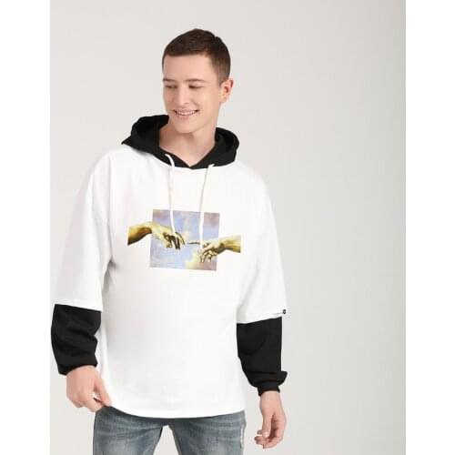 Men Creation Hands Line Art Sweatshirts Hoodie Funny Pullover Jumper Outfits Tumblr Gothic Aesthetic Harajuku Tops