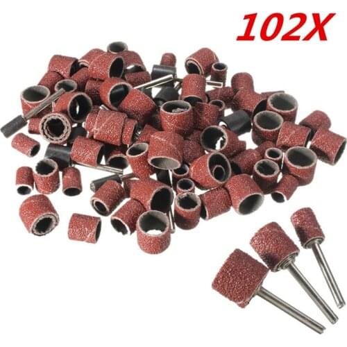 102pcs 120 Grit Sanding Drum Kit With 1/2 3/8 1/4 Inch Sanding Mandrels Fit Dremel Rotary Tools