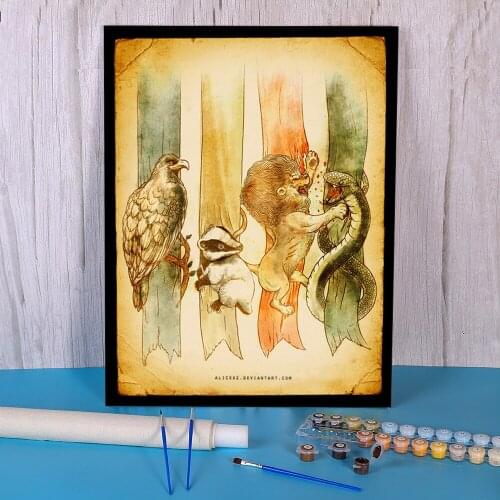 Unknown House Brawl Coloring By Numbers Painting Complete Kit Acrylic Paints 50*70 Boards By Numbers Home Decor For Wholesale