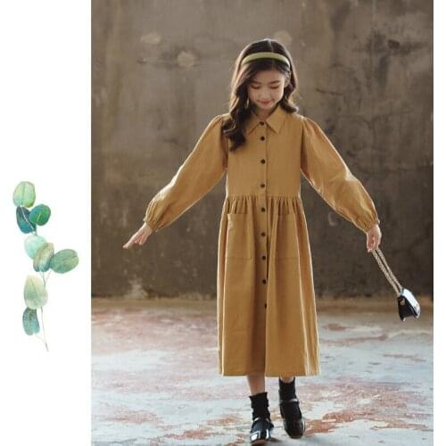 New 2020 Fall Children Christmas Clothes Kid Cotton Dress Retro Dress Procket Girls Dress Midi Long Mommy and Me Clothes, #9112