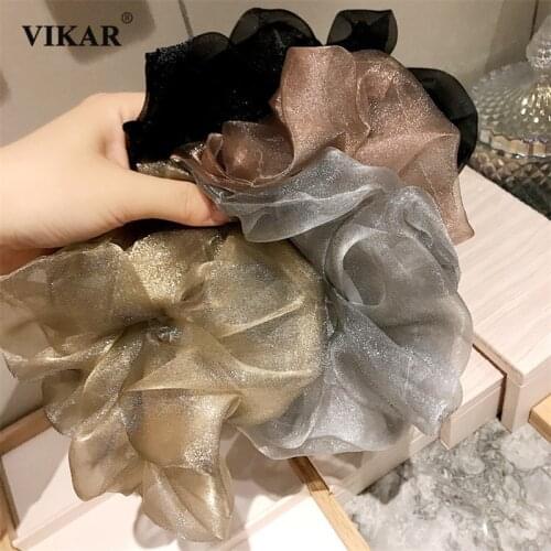 New Women Oversized Mesh Hair Scrunchies Ponytail Holder Hair Ties Autumn Elastic Hair Bands For Girls Fashion Hiar Accessories
