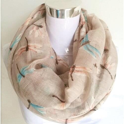 New Arrival Fashion animal print ring Scarf dragonfly ladies scarves Pashmina women scarves hot sale infinity scarf