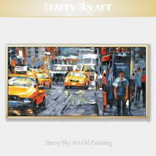 New Design Hand-painted Abstract Impressionist City Street Landscape Acrylic Painting Modern City Street Acrylic Knife Painting
