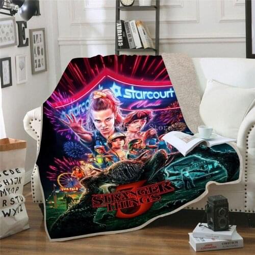 Stranger Things Funny Character Blanket 3D Print Sherpa Blanket On Bed Home Textiles Throw Blanket on Sofa Bed Custom For Travel