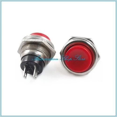 AC 125V 3A SPST Normal Open Momentary Push Button Switch Red DS-212 16mm