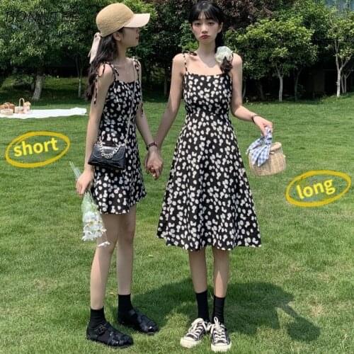 Dresses Women Mini Friends Floral Sweet Holiday Spaghetti Strap Summer A-Line Vestidos New Chic Stylish Girls Preppy Popular New