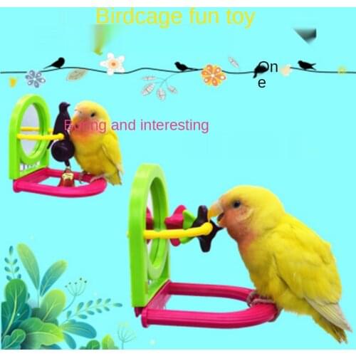 Parrot Bird Toy Supplies Chew Fun Mirror Stand Rod Relieve Boredom Small Bird Cage Play Equipment