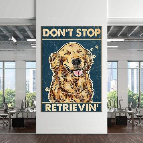Golden Retriever Poster Don't Stop the Life of the Retriever Home Decor Wall Art Poster