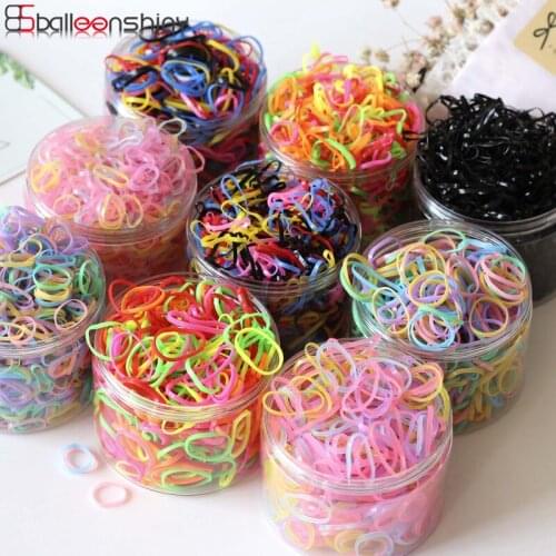 BalleenShiny 500pcs/set Baby Girl Headband Princess Hair Accessories Thicken the Hair Circle Tie The Hair Simple Rubber Band