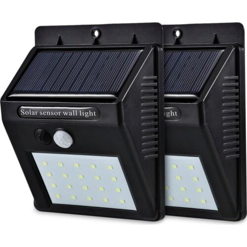 Premium 2PCS 20 LEDs Solar Motion Sensor Wall Light IP65 Waterproof For Outdoors Garden Emergency Patio Yard Garage Lamp