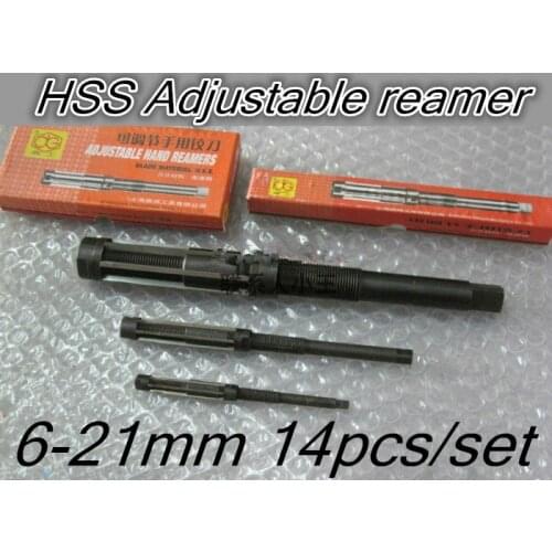 6.0-21mm14pcs/set HSS Hand Adjustable reamers drill Reaming drill The lathe tool Free shipping