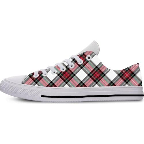 Scottish Plaid Dress Stewart Tartan Clan Fashion Casual Cloth Shoes Low Top Breathable Lightweight 3D Print Men Women Sneakers