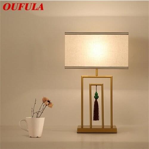 OUFULA Modern Table Lamp Design LED Table Desk Light Fabric Home Decorative for Bedroom Living Room