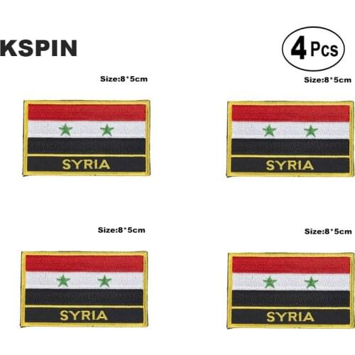 Syria Rectangular Shape Flag Iron on Saw on Patches Embroidered Flag Patches National Flag Patches for Clothing