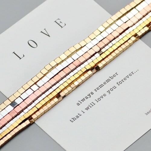 WLYeeS 2mm 3mm Cube Hematite beads Natural Stone Square Spacer Loose bead for Jewelry Bracelet Making DIY accessories 15" Strand