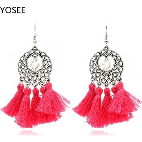 Statement Tassel Earrings Bohemian Handmade Knitted Drop Earrings for Women Long Wedding Party Brand Jewelry Gift