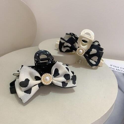 CYGJFC Woman Cow Printed Boknot Hair Claws Lady Hairgrip Barrettes Hairpins Women Hair Clips Headwear Hair Accessories