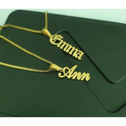 Gold Box Chain Vertical Name Pendant Necklace For Women Men Custom Jewelry Personalized Nameplate Colier Femme Christmas Gift