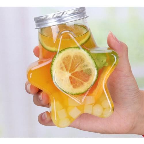 25pcs High quality creative PET plastic cold drink juice tea bottle 300ml/400ml/500ml packaging yogurt coffee clear cup with lid