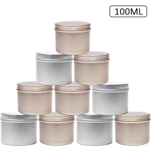 16Pcs 100ML Gold Silver Empty Tin Jar Aluminum Candle Jars With Lid Metal Cream Jars Gift Packaging Storage Bottle Container