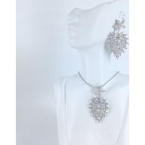 2021 new fashion popular crystal champagne CZ necklace earrings party jewelry wedding bride dressing banquet formal jewelry