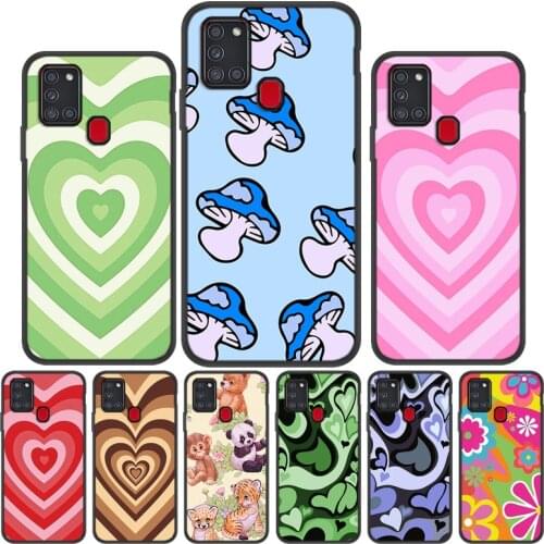 Case For Samsung Galaxy A51 A71 A42 A52 A72 A21S A32 Heart Circle Case Galaxy A50 A70 A12 A30 A20 A21 A41 Love Heart Cover Coque