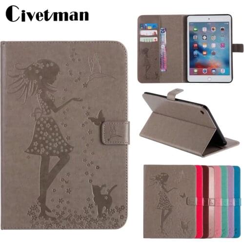 Case for iPad Mini 4 Case Embossed PU Leather + Soft Back Cover Trifold Stand Auto Sleep/Wake up Smart Cover for iPad Mini 1/2/3